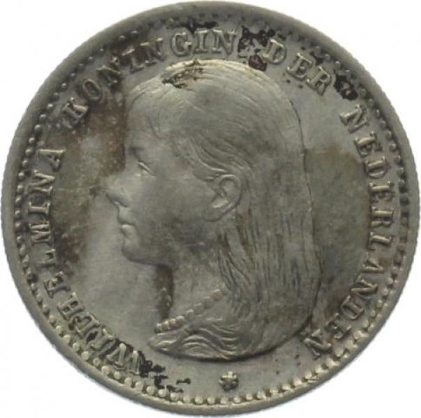 Niederlande 10 Cents 1892 - Wilhelmina I. - Langhaar